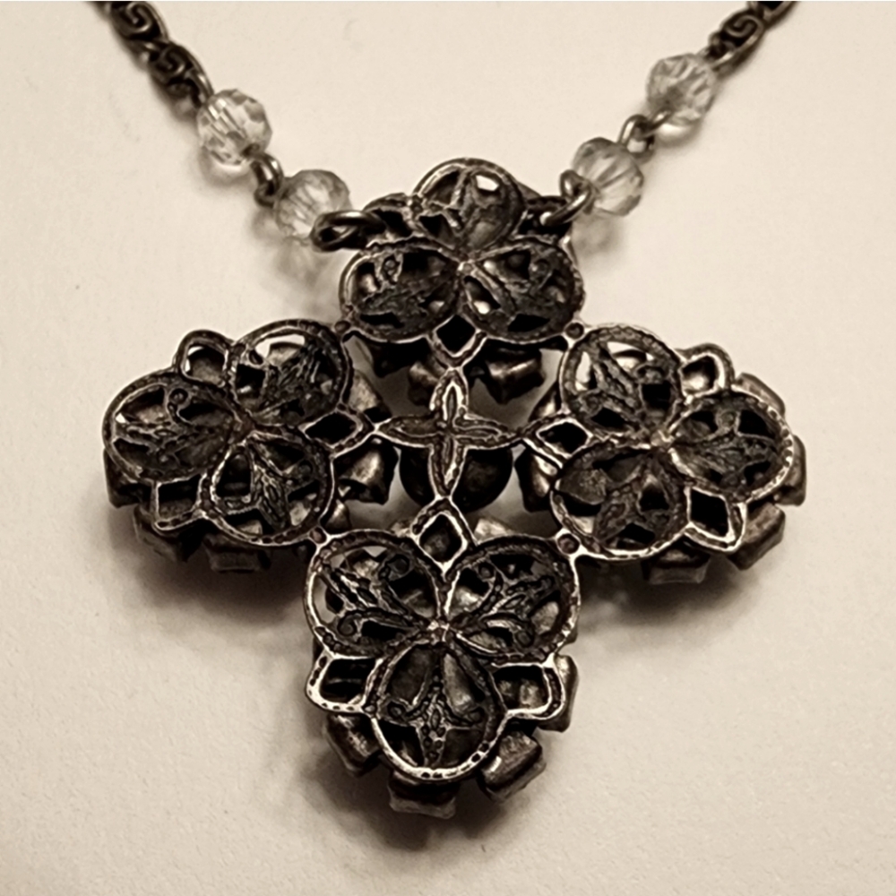 Vtg Liz Palacios Swarovski Crystal Cross Necklace 90s 1990s Rare - Picture 9 of 10